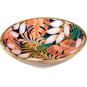 ชามไม้แกะสลักเคลือบด้วยมือเป็นมิตรต่อสิ่งแวดล้อมและมีชีวิตชีวางานฝีมือธรรมชาติสำหรับเสิร์ฟพร้อมพิมพ์เคลือบรูปสัตว์ - Product Image 1