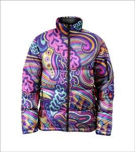 Chaqueta acolchada estampada de lona con revestimiento de primavera Logotipo frontal de descarga Servicio OEM informal de ajuste suelto - Product Image 2