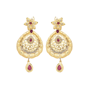 Vente en gros de colliers en pierre de rubis plaqué or micro 14K 18K 24K, bijoux en or, ensemble de bijoux au design floral traditionnel - Product Image 5