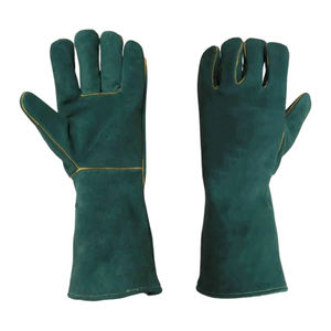 Gants de soudage doublés verts Gants de soudage de meilleure qualité Gants de travail pour hommes en cuir de vache fendu Prix de gros - Product Image 1