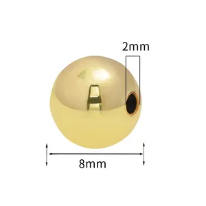 Bola bulat 4Mm 5Mm 6Mm 8Mm manik Spacer halus kuningan 18K manik-manik bergaris nanas berlapis emas untuk membuat perhiasan gelang kalung