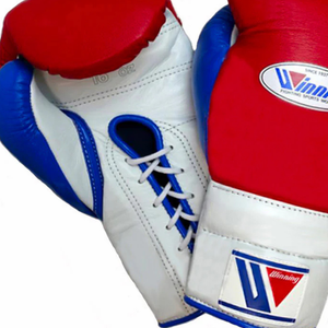 ถุงมือชกมวยแบบผูกเชือก Winning สีแดง ขาว น้ำเงิน หนังแท้คุณภาพพรีเมียม สำหรับฝึกซ้อมและแข่งขันมวย ขนาด 8oz 10oz 12oz - Product Image 3