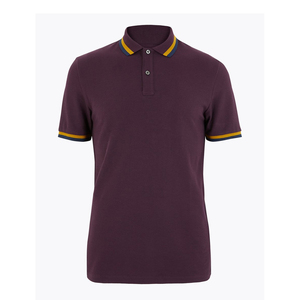 Polo à manches courtes pour hommes, motif solide, respirant, tricoté, à porter au quotidien pour l'été avec revers contrastés - Product Image 4