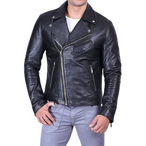 Veste en cuir pour homme de couleur unie, col montant, design personnalisé, veste de moto en laine pour l'hiver, streetwear pour homme - Product Image 4