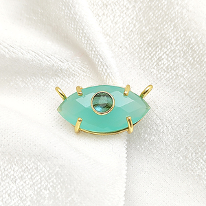 Trend Aqua Calcedonia Marquesa Collar con colgante de piedras preciosas facetadas Chapado en oro Colgante fino Encanto a granel para la fabricación de joyas - Product Image 2