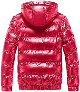 Chaqueta acolchada de invierno impermeable de peso pesado para hombre, ropa de abrigo acolchada de moda de lona brillante metálica con capucha - Product Image 3