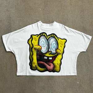 Camiseta de Hip Hop de gran tamaño de 100% algodón para hombre, camisetas gráficas con estampado de pantalla de peso pesado GSM de secado rápido 280 - Product Image 3