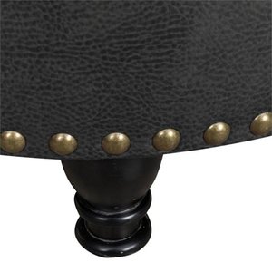 Nouveau meilleur pouf de rangement rond en cuir Pu tufté design avec garniture de tête de clou en noir - Product Image 5