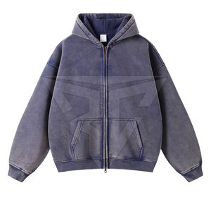 Sudadera con capucha para hombre, estilo urbano, 100% algodón, forro polar, color liso, con cremallera, lavado ácido, fabricada en Pakistán, colección invierno 2025 - Product Image 1