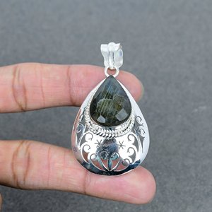 Meilleure vente plaqué argent mode laiton vert Onyx déclaration pendentif collier à breloques en forme de poire bijoux au meilleur prix - Product Image 1