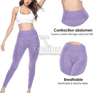 กางเกงโยคะเอวกลางสำหรับผู้หญิง ผ้ายืดคุณภาพสูง ผสมสแปนเด็กซ์/ไนลอน ปิดเอวยางยืด กำลังเป็นที่นิยม ขายดี สีพื้น - Product Image 5