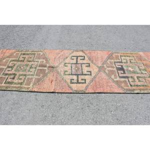 Tapis Vintage en Laine Turque 3 X 9,8ft Rose Vert Surdimensionné Plat Tissage Patchwork Motif 10mm pour Décorations de Salon - Product Image 3