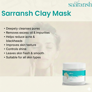 Saaransh Clay Mask with Natural Clays and Herbal Extracts for Deep Cleansing and Skin <b>Brightening</b> At Lowest Price - Product Image 3