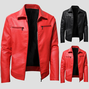 Chaqueta de cuero de alta calidad para hombre con cuello de béisbol, cremallera corta, decoración bordada de estilo juvenil para invierno - Product Image 3