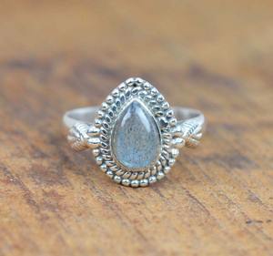 Anillo de plata estilo bohemio hecho a mano, joyería de plata de ley 925, piedra preciosa labradorita, anillo de tendencia, joyería para mujer, regalo para ella - Product Image 4