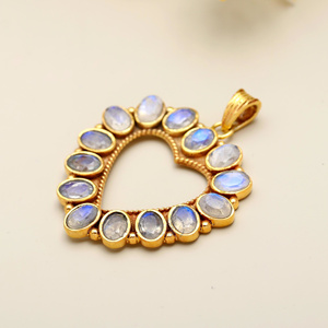 Labradorite bleu naturel solide 925 collier pendentif en argent Sterling pour les femmes pendentif en argent ovale gravé à la main pour le mariage - Product Image 3