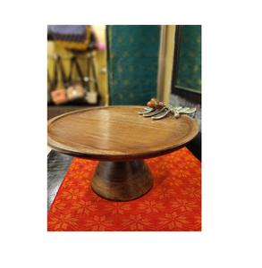 แท่นวางเค้กไม้อะคาเซียขัดเงาทำด้วยมือพร้อมจานเค้กฐานโดมอุปกรณ์สำหรับใช้บนโต๊ะอาหารอุปกรณ์ทำเค้กระดับพรีเมียม - Product Image 5