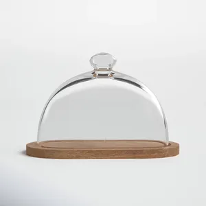 Elegant and Durable Wooden <b>Cake</b> <b>Dome</b> with Metal and <b>Glass</b> Base PC Cover for Weddings Parties Home Decor <b>Cake</b> Tools Display - Product Image 6