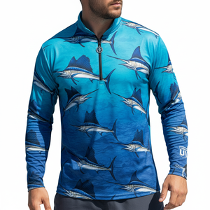 Ropa de Pesca para Bebés y Niños Pequeños, Protección Solar UPF 50+, Secado Rápido, Manga Larga, Cierre de 1/4, Camisetas de Spandex/Poliéster 180g - Product Image 1