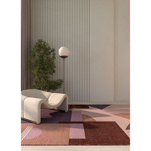 Checkers Pink & Purple <b>Flat</b> Weave <b>Wool</b> Rugs Boho Style 9x12 Rectangle ADWL-13094 for Home Living Room Hallway Rectangular Carpet - Product Image 5