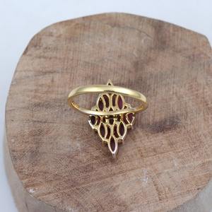 925 Plata chapada en oro Marquesa corte glassfilled rubí declaración anillo Vertical cascada diseño hecho a mano elegancia para mujeres - Product Image 3