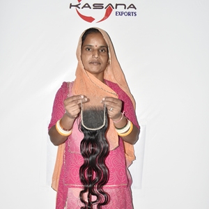 Extensions de cheveux humains Remy à clips 4x4 HD, couleur naturelle, 100% cheveux indiens bruts, cuticules alignées, double trame tissée à la machine - Product Image 3