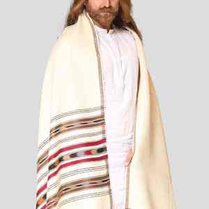 Men Traditional Wool <b>Shawl</b> Winter Soft <b>Warm</b> Breathable 300g Solid Color Classic <b>Wrap</b> Middle Eastern Design - Product Image 2