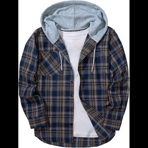 Camisa Casual con Capucha para Hombre, Personalizada, Elástica, Ecológica, Transpirable, de Poliéster/Algodón, Manga Larga de Verano con Bolsillos, de BD - Product Image 1