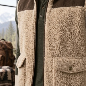 Gilet en sherpa pour homme, fabriqué avec un tissu polaire doux, construction isolante et chaude, fermeture éclair sécurisée et coupe confortable pour l'extérieur - Product Image 5