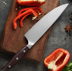 Couteau de chef de cuisine à lame droite en acier Damas allemand de 8 pouces, manche en bois de santal rouge de haute qualité, léger et multifonctionnel - Product Image 3