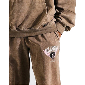 Conjunto Deportivo de 2 Piezas para Hombre, Estilo Lavado Ácido, con Estampado, Hombros Caídos, Sudadera con Capucha y Pantalones, Chándal para Chico - Product Image 4