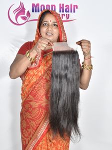 Extensiones de Cabello Humano Natural Liso con Cierre de Cabello Indio Virgen al Por Mayor a Precio de Fábrica, Aspecto Natural, Tejido para la Venta por Exportación - Product Image 5