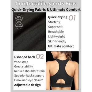 Soutiens-gorge de sport OEM de meilleure qualité pour femmes à soutien élevé (noir) Fabricant et grossiste pakistanais - Product Image 3