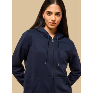Sweat-shirt à capuche zippé uni pour femme, coupe classique, manches longues, décontracté, basique, 100% coton respirant, hiver, personnalisable - Product Image 4