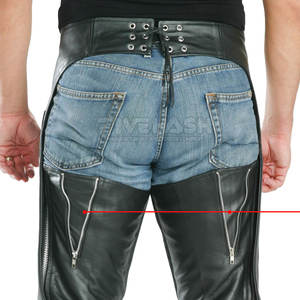 Chaps en cuir pleine fleur de qualité supérieure pour l'équitation, pour le trail, style western classique, chaps en cuir pleine longueur. - Product Image 4