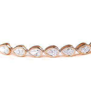 Bracelet moderne en or jaune 10 carats massif avec diamants de laboratoire en forme de poire pour les fêtes ou les cadeaux, bracelets en vrac pour les détaillants de bijoux - Product Image 3