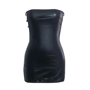 Sexy Bodycon vestidos de cuero para mujer Lencería Sexy caliente fuera del hombro sin tirantes Vestido corto señoras Night Club vestido Bata - Product Image 1