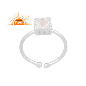 Best Selling Fine Sterling Silver Natural Crystal Quartz Gemstone <b>Adjustable</b> <b>Ring</b> Custom Jewelry Manufacturer - Product Image 1