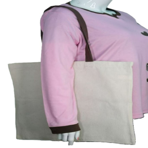 Sac fourre-tout en toile de coton biologique écologique avec logo personnalisé imprimé, poignées en coton recyclé, fermeture à glissière et bouton, sac promotionnel - Product Image 5