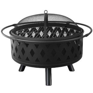 Pozo de fuego de hierro redondo decorativo adecuado para jardines al aire libre que proporciona una calidez encantadora y un elegante atractivo rústico para exteriores - Product Image 1
