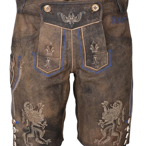 Alta calidad alemán Trachten bávaro Lederhosen Oktoberfest Kurz cabra Suede Lederhose 2025 - Product Image 1