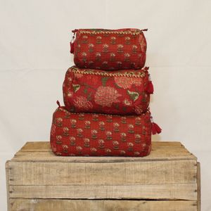 Estuche de Algodón Acolchado Reversible Ecológico para Bolsos, Juego de 3 Bolsas de Cosméticos de Viaje con Cierre de Cremallera, Organizador Portátil - Product Image 3