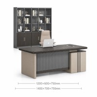 Ensemble de bureau de direction moderne Ekintop, table de direction en bois avec armoire de rangement, bibliothèque à portes vitrées pour immeuble de bureaux