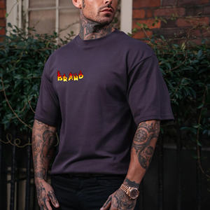 Camiseta Extra Grande de Algodón 100% Tejido, Calidad de Lujo, 250 Gramos, Peso Pesado, Logotipos Impresos Personalizados, Ajuste Holgado, Estilo Vintage, Venta al Por Mayor - Product Image 4