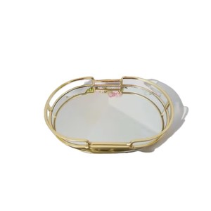Plateau miroir en métal en fer fait main belle qualité plateau de service et de cadeau de forme ovale pour parfum Cupcake et tige de décoration - Product Image 5