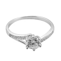 Bague de fiançailles classique en argent 925 avec cristal solitaire pour femme, sertie pavé et pierre centrale à griffes