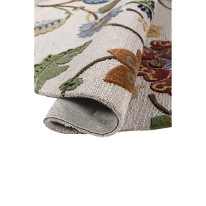 พรมขนสัตว์ผสมวิสโคสลายดอกไม้คลาสสิก Hacienda Ivory แบบทัฟท์ด้วยมือ รูปทรงสี่เหลี่ยมผืนผ้า หนา 10 มม. สำหรับห้องนั่งเล่น ห้องโถง ทางเดิน-Taq-104 - Product Image 2