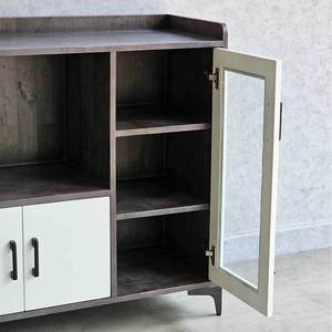 90x40x90cm Midcentury Modern Rubber Wood Dining Room Cabinet with Iron Legs and <b>Storage</b> TPA001 Furniture - Product Image 5