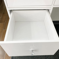 Coiffeuse en bois avec panneau LED blanc, 9 tiroirs, grand miroir de maquillage style marquee avec éclairage et plateau en verre trempé