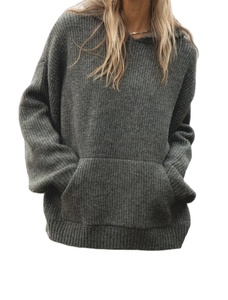 Nueva sudadera deportiva informal para mujer, Colección Otoño Invierno Primavera, forro transpirable holgado sostenible, tejido teñido liso - Product Image 6